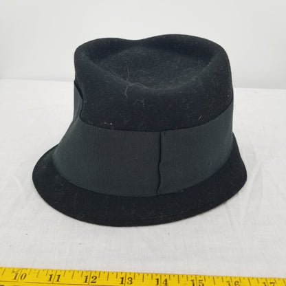 Helen Welsh women's felt hat wide ribbon tall crown 100% wool hat cloche Italy