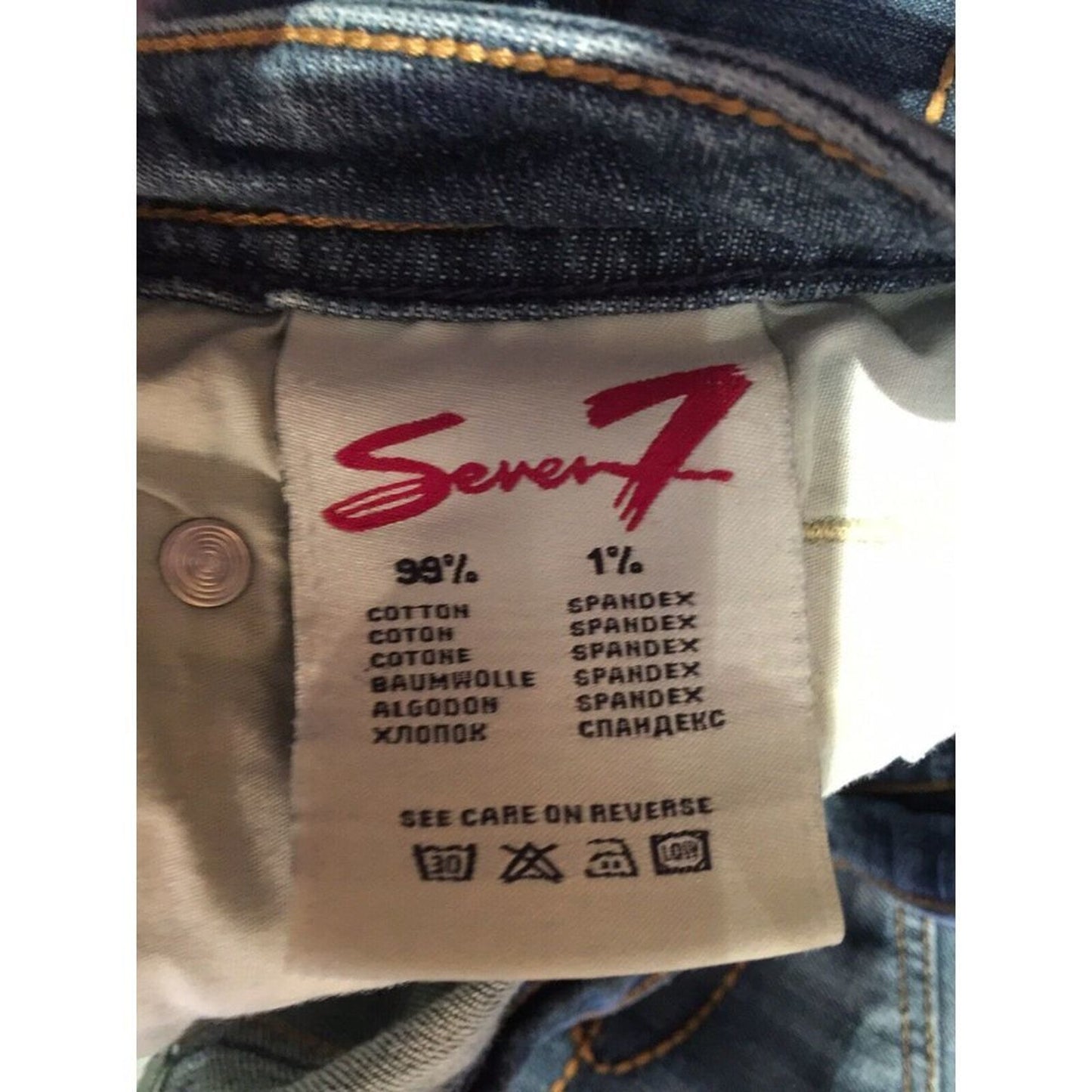 Seven 7 Jeans Flare Leg 11" Rise Medium Wash 32" Waist Embroidery Pockets