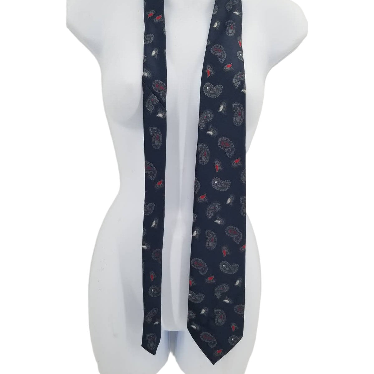 Botany 500 Vintage Navy Blue Paisley Mens Neck Tie 58" 80s 90s work