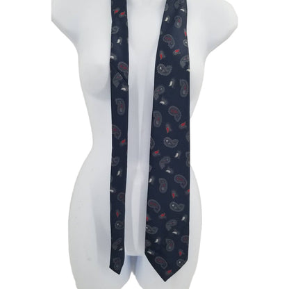Botany 500 Vintage Navy Blue Paisley Mens Neck Tie 58" 80s 90s work