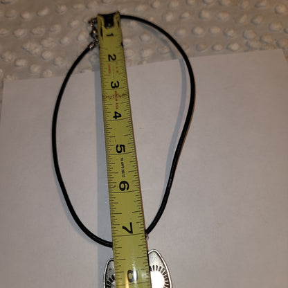 New metal black aged silvertone TIERED Big Eye Owl Necklace Vinyl Chocker Slide