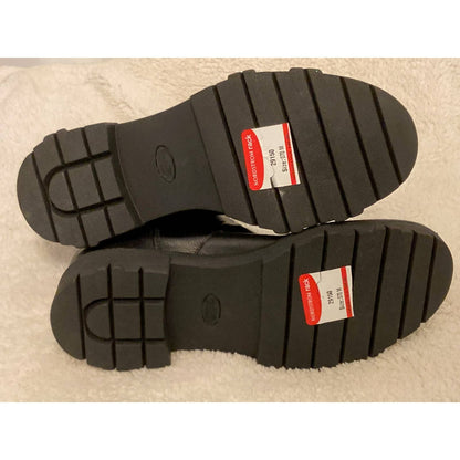 Dr. Scholl's Hanley Lug Sole Pull On Mid Shaft Leather Boots Sz 7M Black NWT