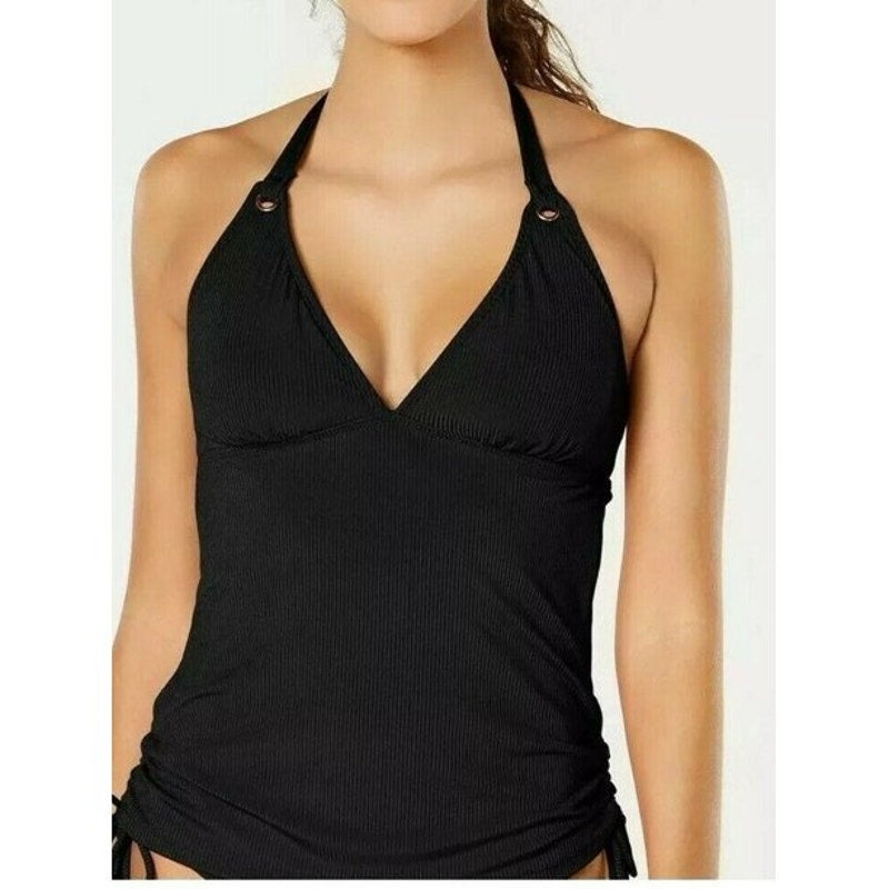 Hula Honey NWT Black Juniors' Ribbed Halter Tankini Swim Top Small