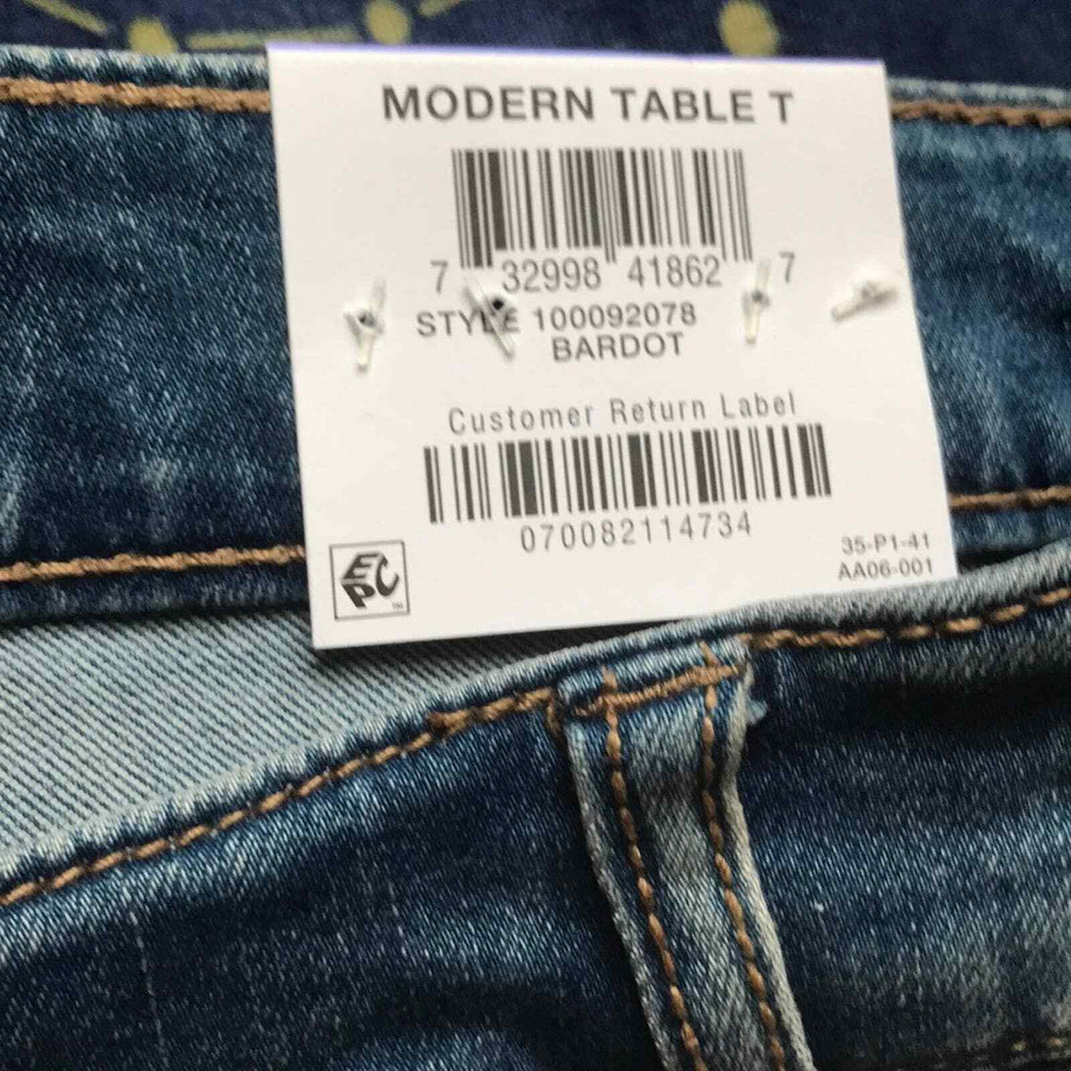 Style & Co Skinny Leg Bardot Denim Jeans size 8 NEW Blue