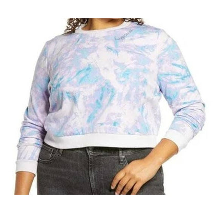 BP. Tie Dye Embroidered Happiness Sweatshirt Top Sz 2X/XXL Purple/Blue NWT