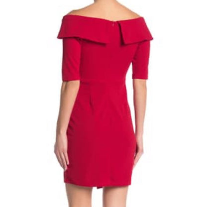 Vanity Room Off the Shoulder Scuba Crepe Dress red Medium spring summer party