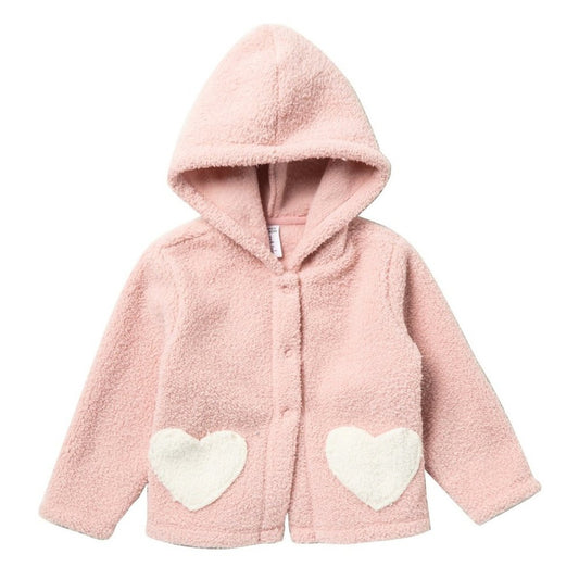 Harper Canyon Fluffy Heart Hooded Jacket Long Sleeve Snap Button Pink 24 Mo. NEW