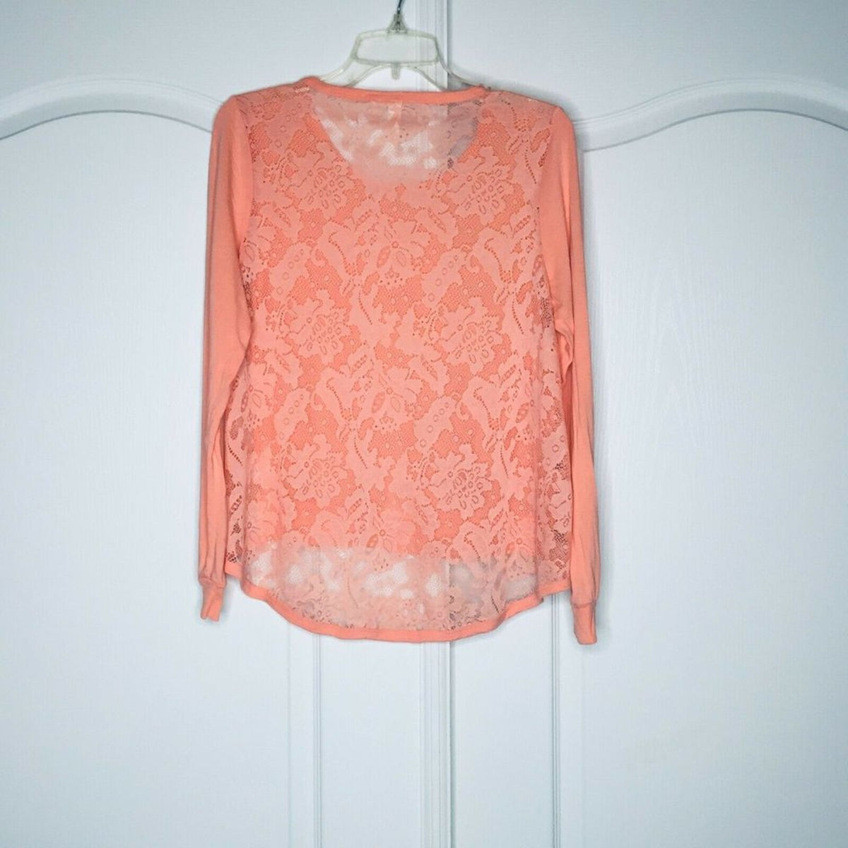 Others Follow Lace Patchwork Back T-Shirt Tops Long Sleeve Crew Neck Size Medium
