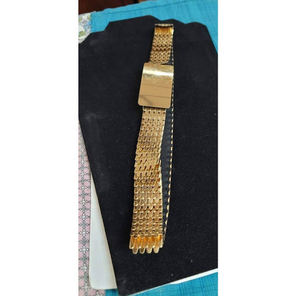 Vintage Metal Scale Light GoldTone Stretchy Belt Max 49" Length Accessory S/M