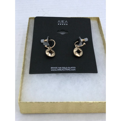 Area Stars Brass 14k Gold Plated Earrings huggies NEW Nordstrom Pierced