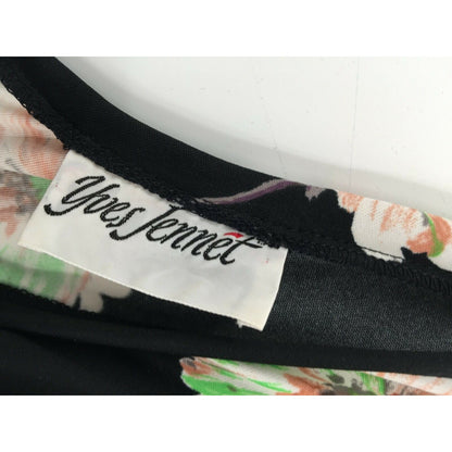 Yves Jennet Maxi & jacket Sleeveless Dress Floral Jacket Scoop Neck Black 2 pc
