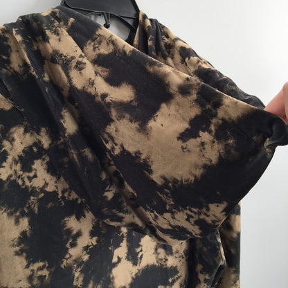 Topshop Hoodie Sweatshirt Dress Pocket Long Sleeve Abstract Tie Dye Tan/Black 8