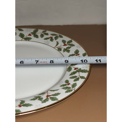 Noritake Holly and Berry Gold Dinner Plate Christmas Holiday Serving Ware 10.5"