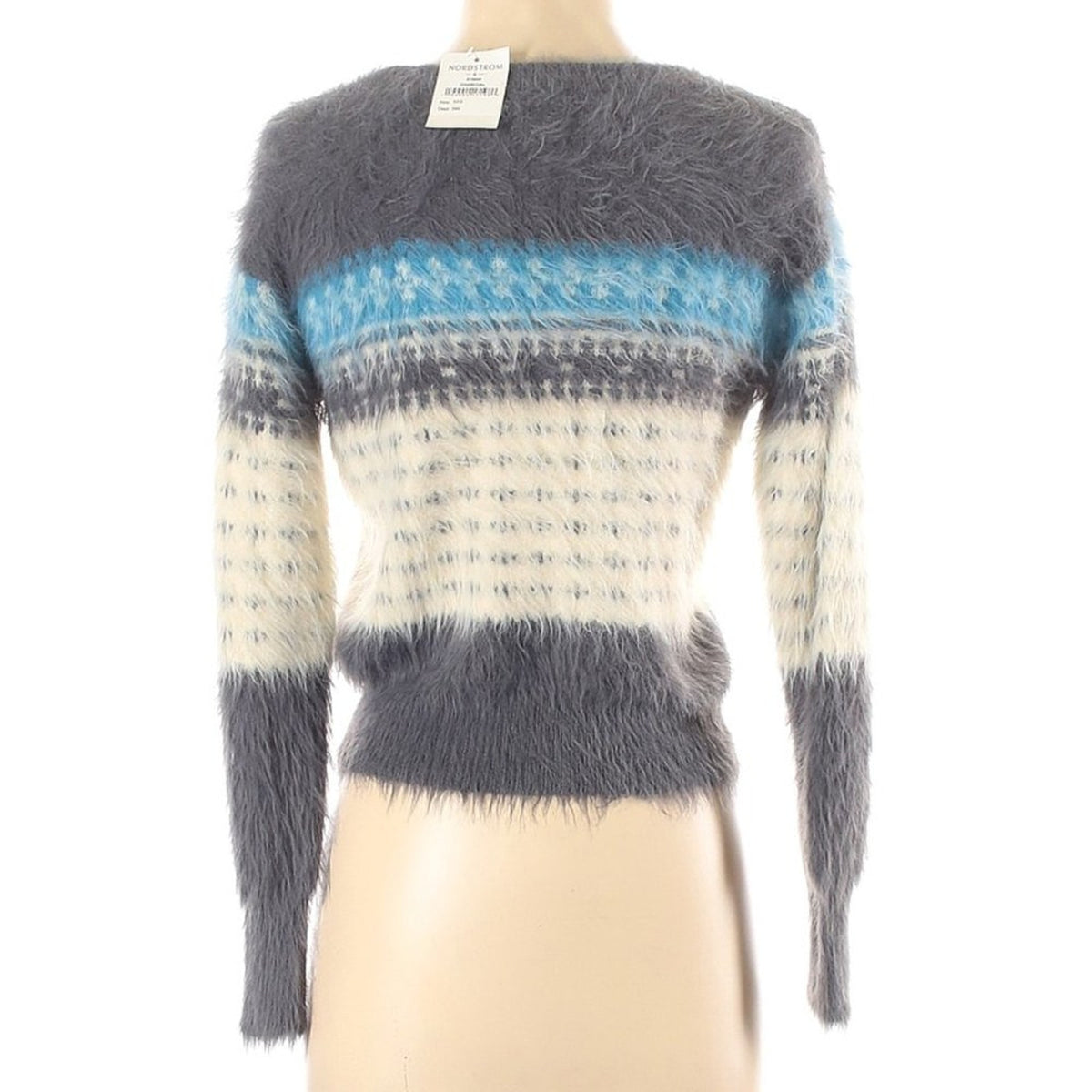 Lou & Grey Pullover Sweater Long Sleeves Striped XXS Fuzzy Long sleeve Cozy