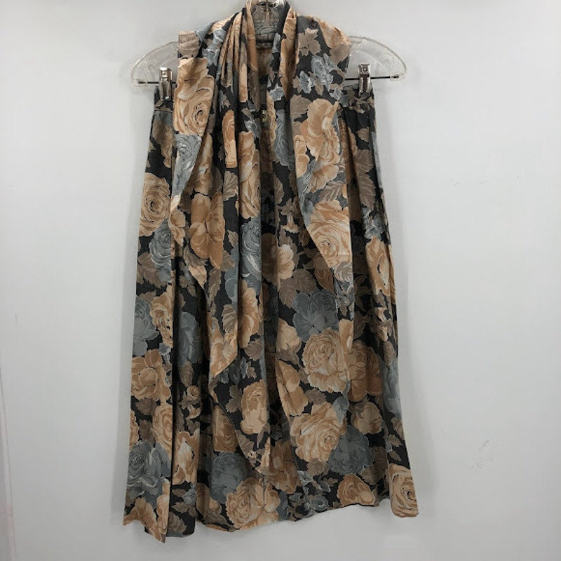 Vintage Floral 2 Piece Skirt Matching Scarf TOP Shawl Scarf Top Medium