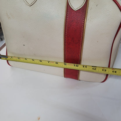 Vintage bowling bag suitcase travel White Red Purse VINTAGE Carry On Purse Tote