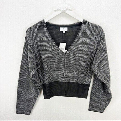 Socialite Slouchy Loop V-Neck Pullover Sweater Size Large in Charcoal NWT