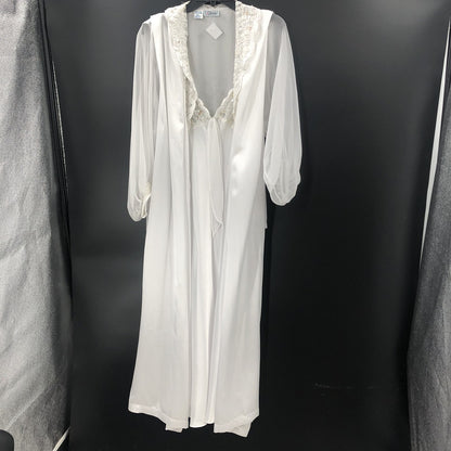 Etienne White Lace Puff Sleeve Rob Set Negligee Pajama Large Peignoir Honeymoon