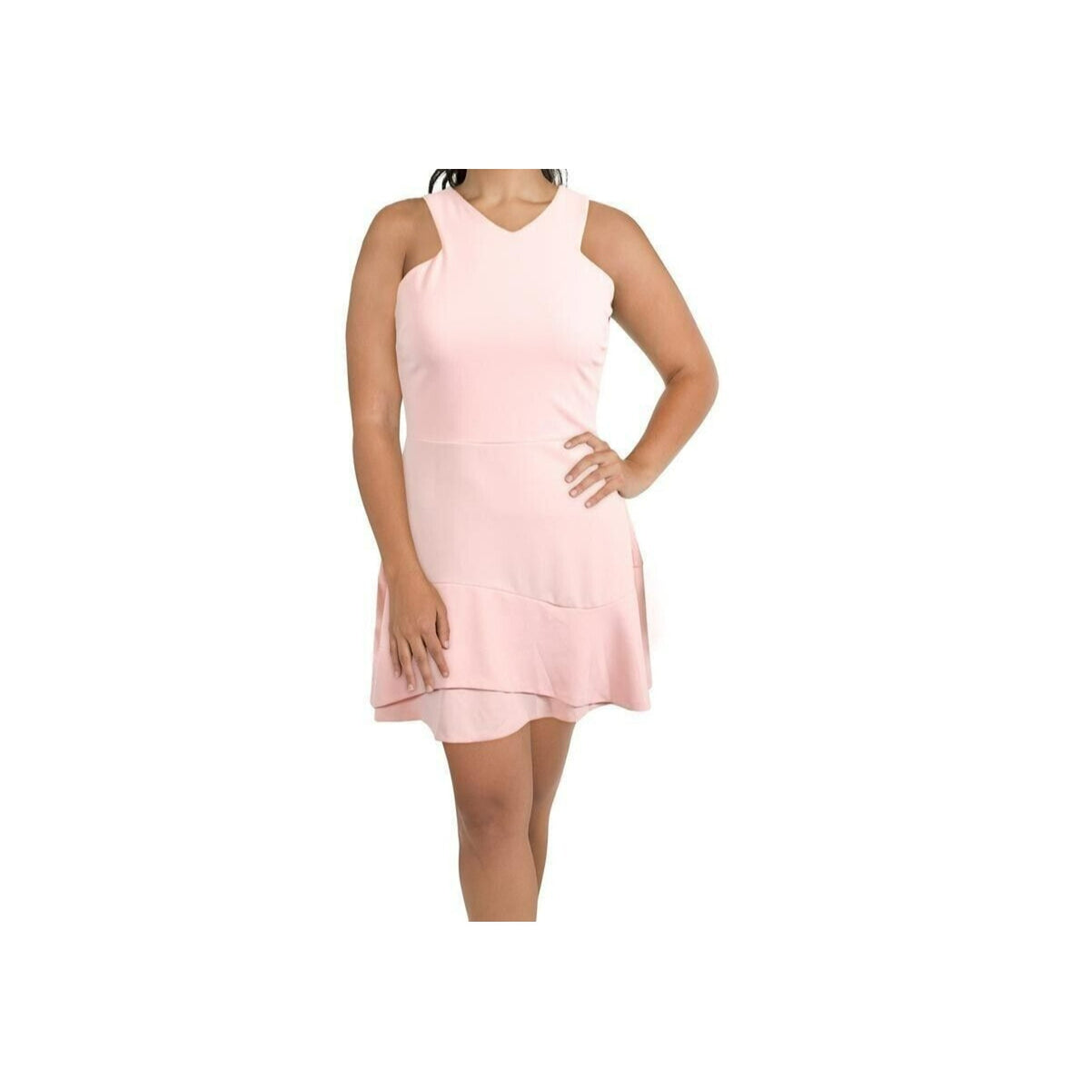 Love Ady Women's V-Neck Swing Casual Fit & Flare Dress Large Pink NWT Sleeveless