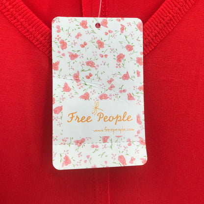 Free People Love Glare Blouse Top Long Sleeves V-Neck Red Size X-Small NWT
