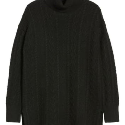 Halogen Navy Oversized Cable Turtleneck XSmall