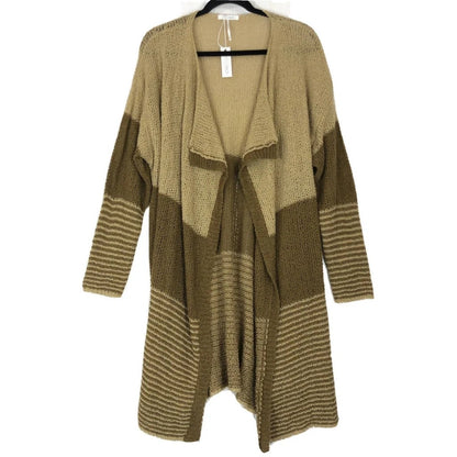Stitchdrop Open Front Cardigan Sweater Large Ombre Combo/Tan NEW Flyaway Front