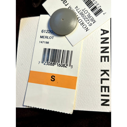Anne Klein NWT Merlot Double Breasted Peacoat Jacket Size Small Wine 6 button