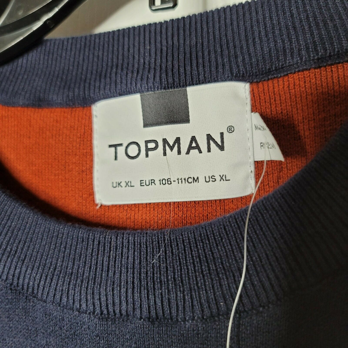 Topman Double Knit Classic Fit Cotton Blend Sweater Navy Blue Size X-Large