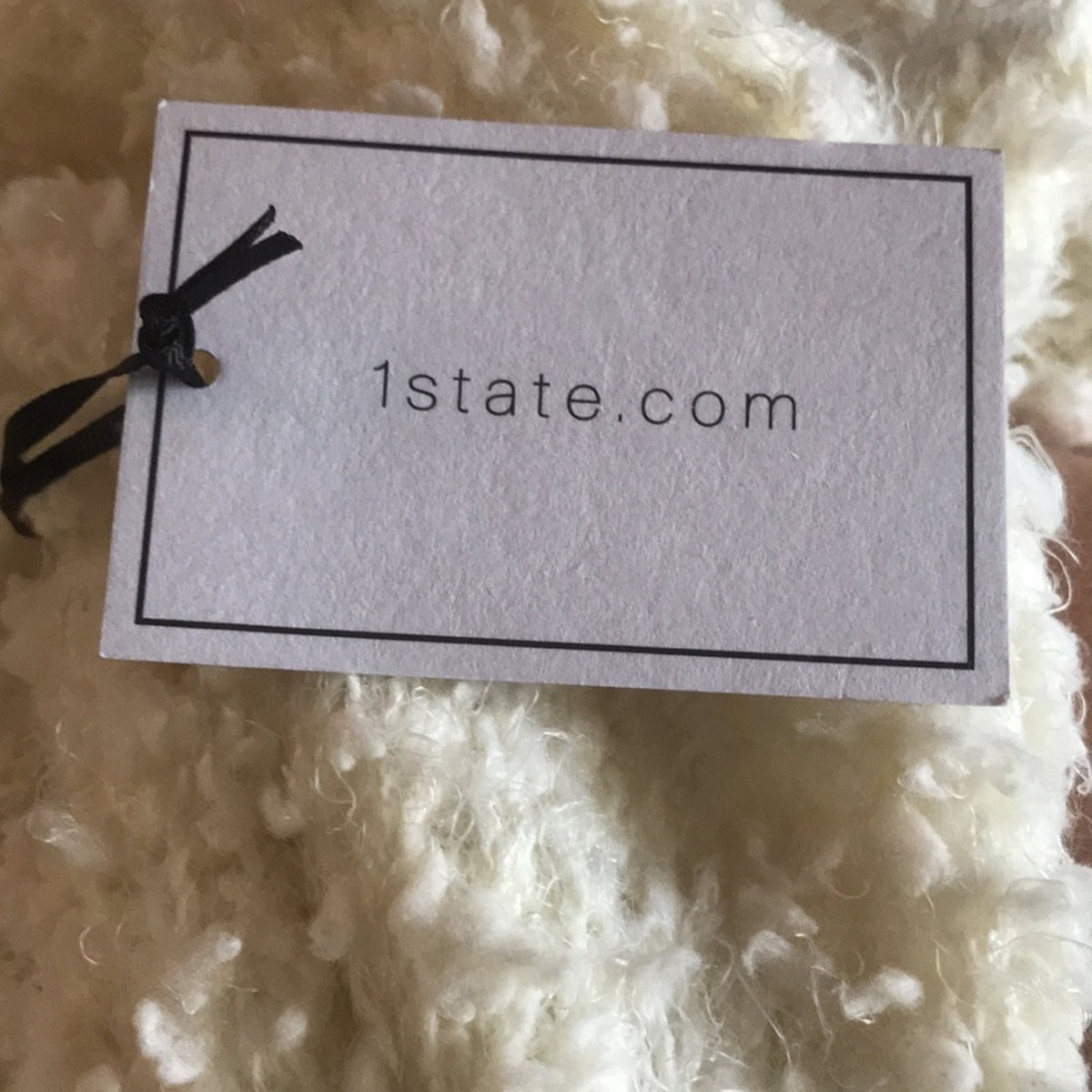 1. State Antique White Drape Front Poodle Cardigan