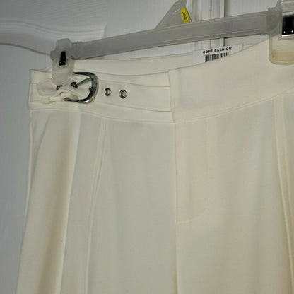 INC Side Belt Wide Leg Regular Pants High Rise Washed White 8P Ivory NEW Petite
