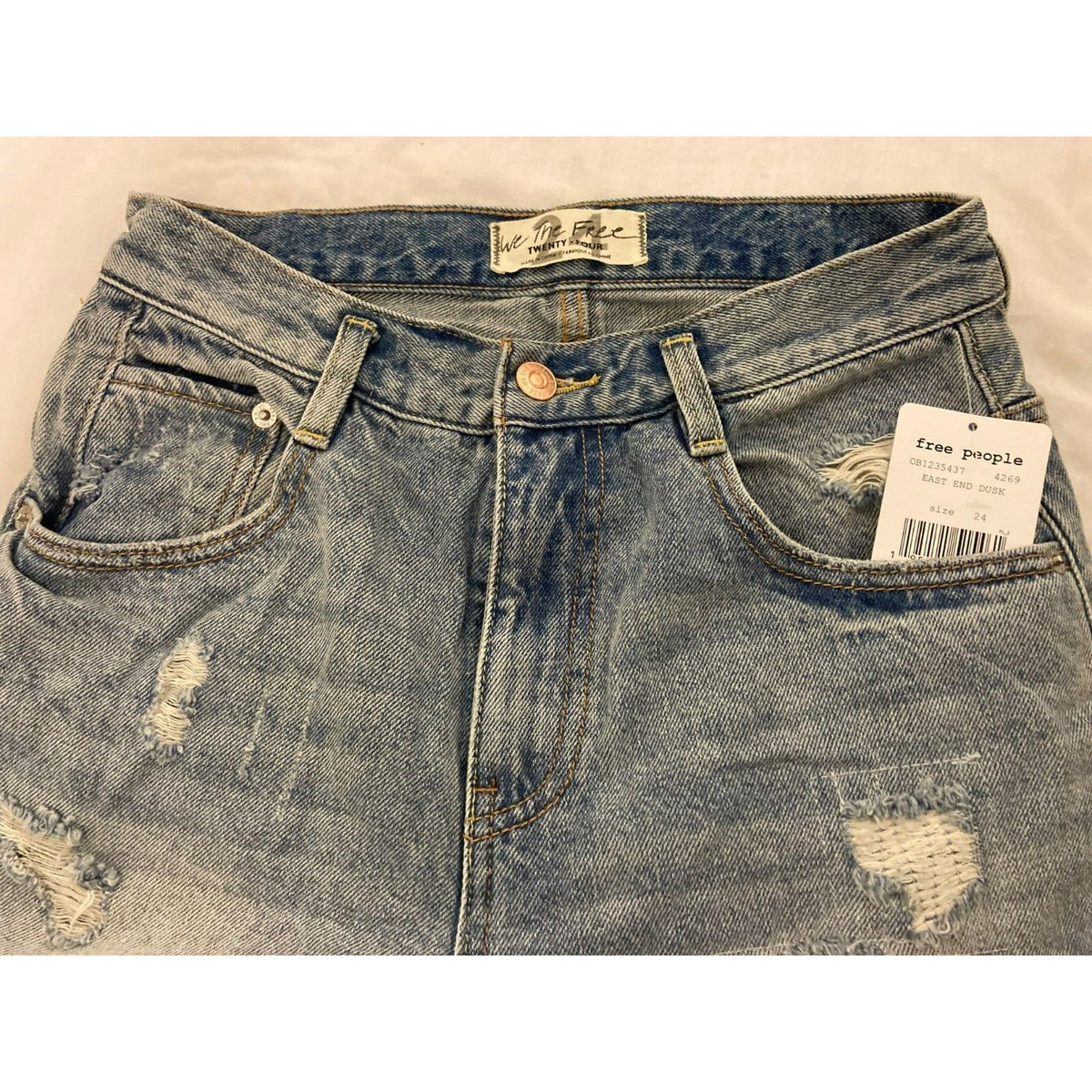 We The Free Denim Bermuda Jean Shorts Size 24 US/2 UK East End Dusk Blue NWT