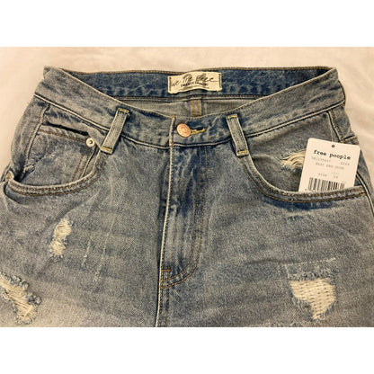 We The Free Denim Bermuda Jean Shorts Size 24 US/2 UK East End Dusk Blue NWT