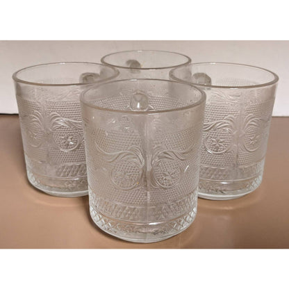 Crystal Clear Industries Trellis Mugs Set of 4 Studio Everyday Pressed Glass