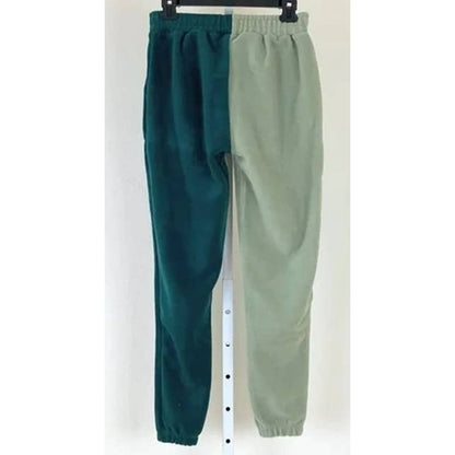 Topshop Colorblock Fleece Joggers Sweat Pants Sz 4-6 Two-Tone Green NWT