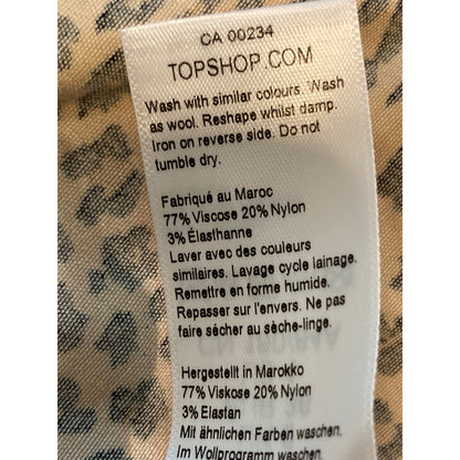 TOPSHOP Animal Print Stretch Knit Dress US Size 4 in Brown Multi NWT Small