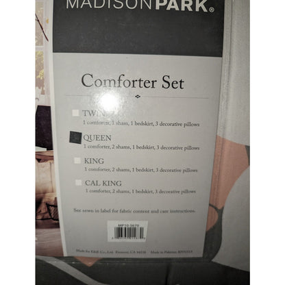 Madison Park Lola Queen Comforter shams skirt pillows Set Grey/Pink/White  NEW