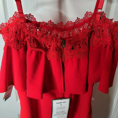 Bcx Stretch Party Cocktail Bodycon Dress Off-Shoulder Back Zipper Red Size 2X
