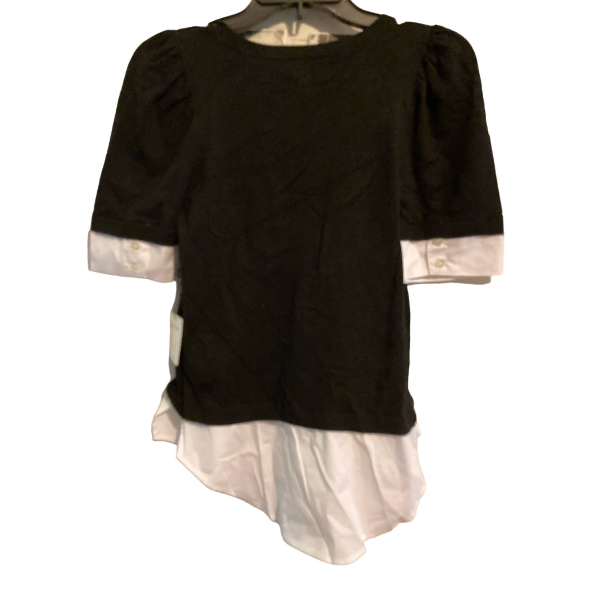 Laundry by Shelli Segal Twofer Sweater Top Medium Black & White NEW Puff Sleeve