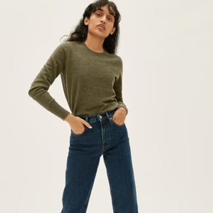 Everlane NWT Cashmere Crew Sweater Long Sleeve Green Loden Size XS