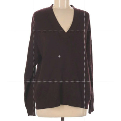 Topshop Pullover Sweater Long Sleeve V-Neck Burgundy Size 4-6 NWT