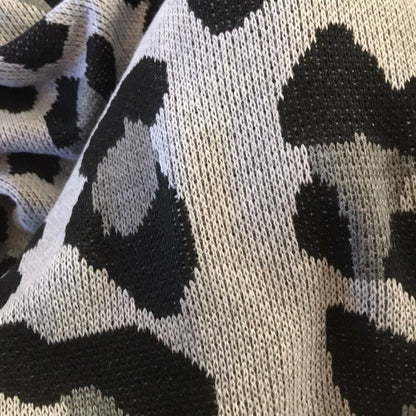 Grey Leopard Print Crewneck Sweater Extra Size Large
