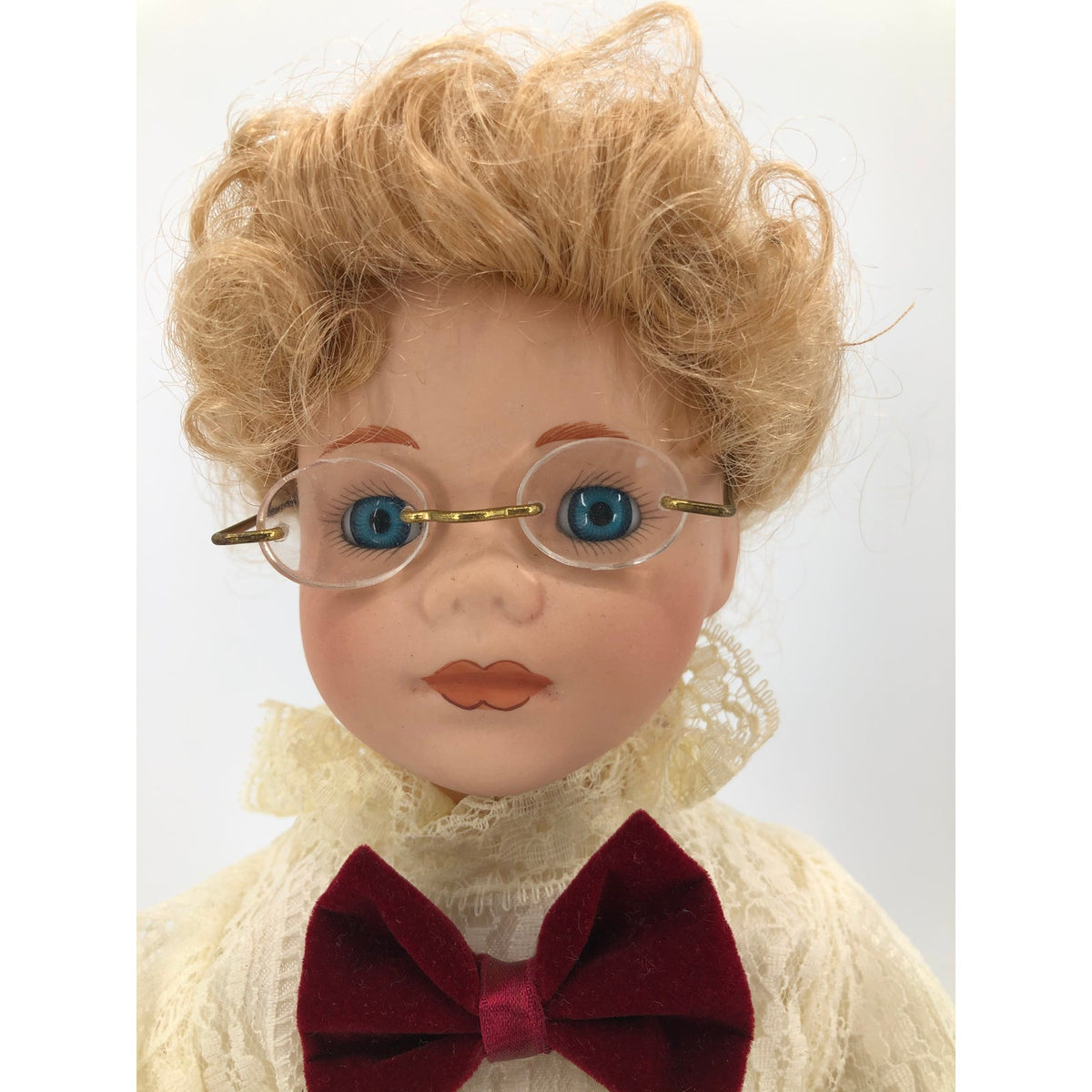 Vintage Violin Girl Doll White Petticoat Velvet Red Skirt