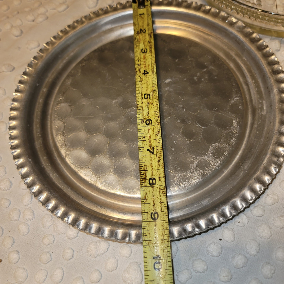 Vintage Aluminum tray 4 Glass compartments Server Vanity Jewelry storage Relish