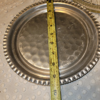 Vintage Aluminum tray 4 Glass compartments Server Vanity Jewelry storage Relish