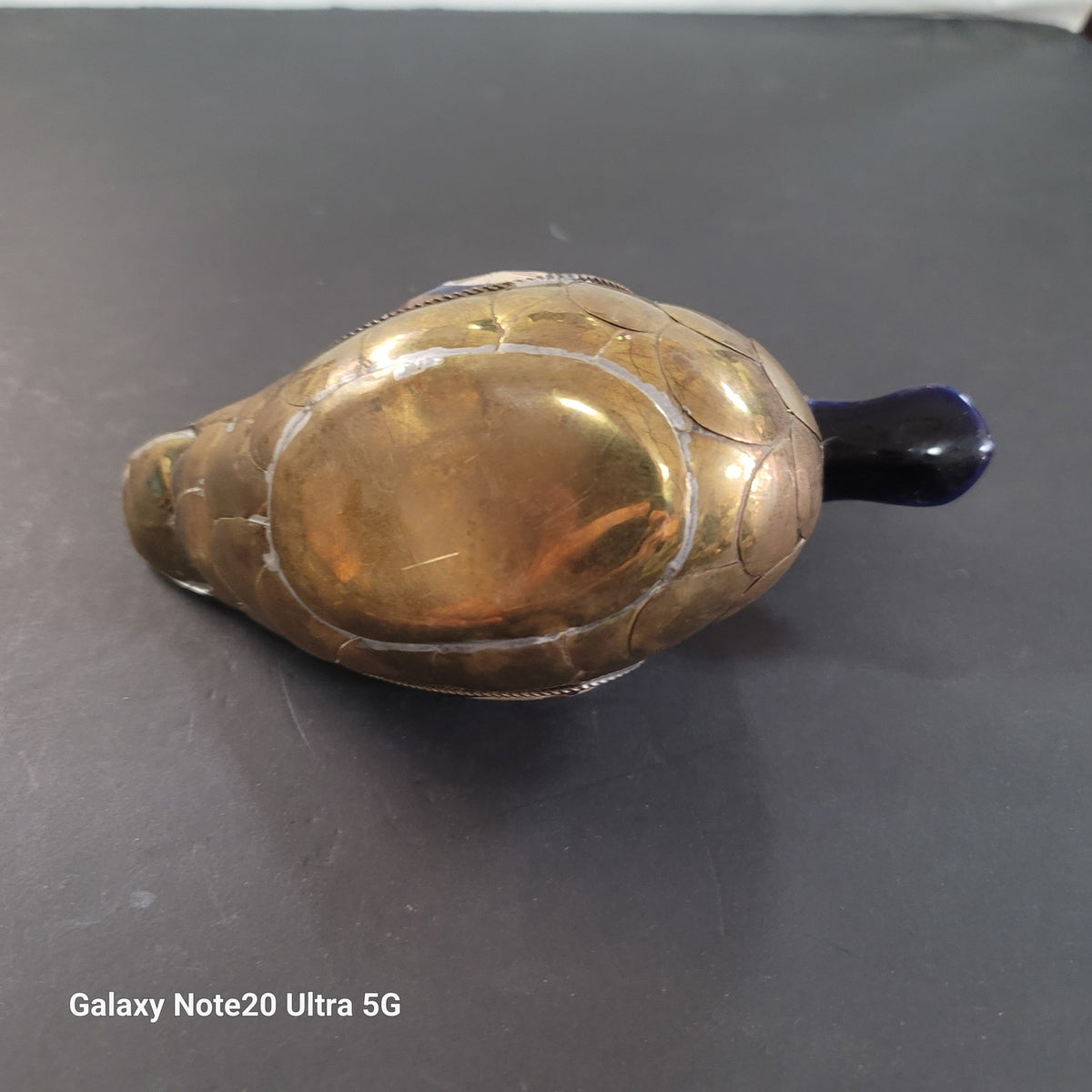 Vintage Tonala Mexican Folk Art Pottery Armored Duck Brass Feathers Hand Painted