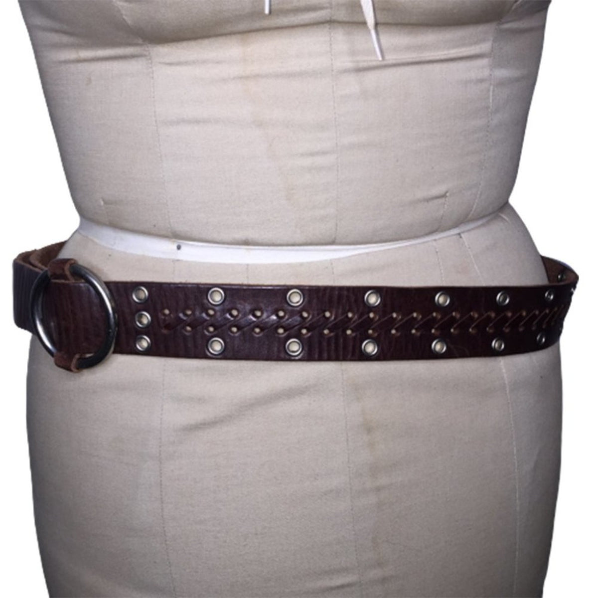 A & F Genuine Leather Size Medium  Eyelets Belt Brass Round Buckle
