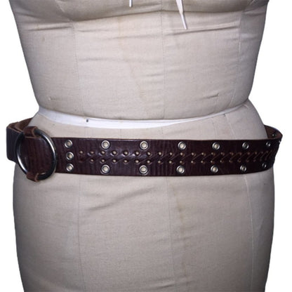 A & F Genuine Leather Size Medium  Eyelets Belt Brass Round Buckle