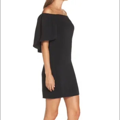 Trina Turk NEW Black Zeal Off the Shoulder Dress bodycon wing sleeve