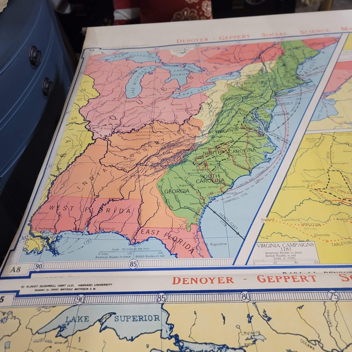 Denoyer Geppert Social Science School Roll Up Map Colonial Revolution 1960s