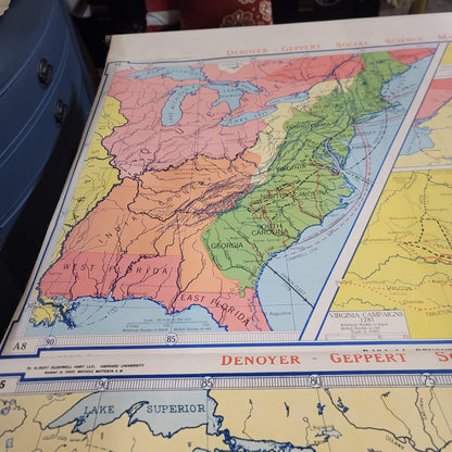Denoyer Geppert Social Science School Roll Up Map Colonial Revolution 1960s